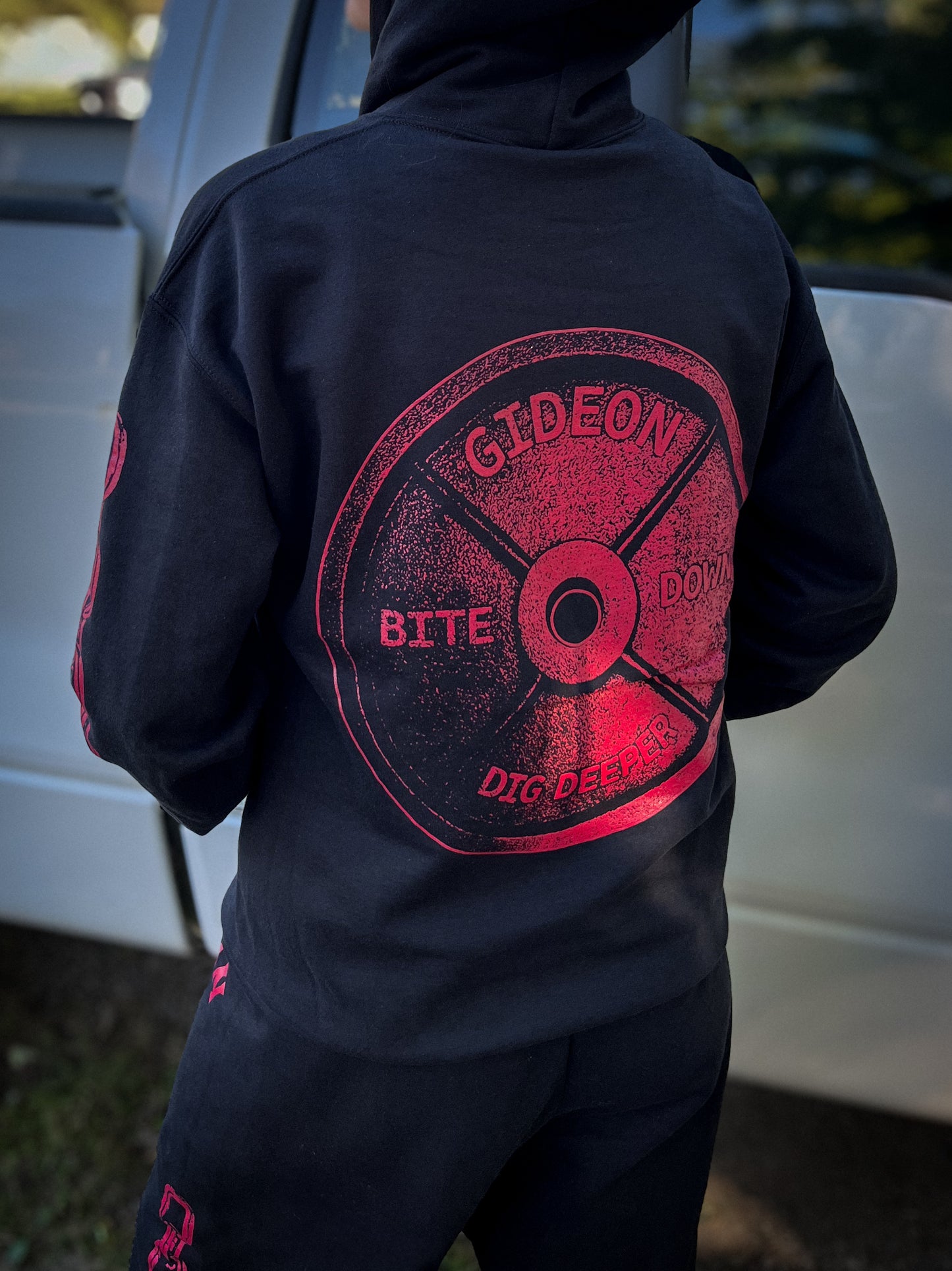 1. Hoodie - Bite Down Barbell - RED