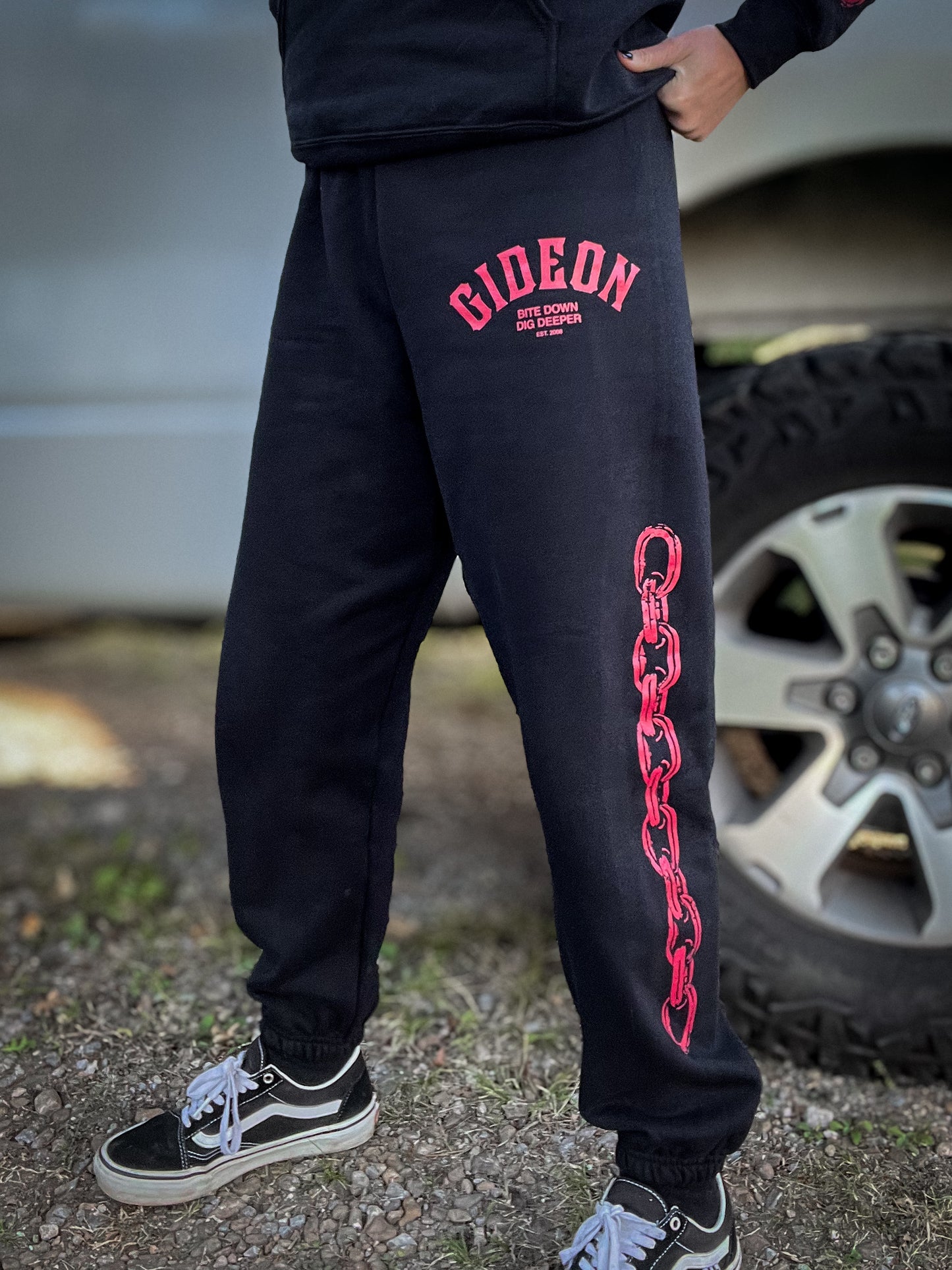 2. Sweatpants - Bite Down Barbell - RED